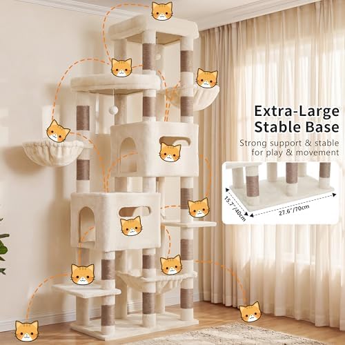 Heybly Cat Tree, 74.8'' Spacious & Tall Cat Tower - Image 3