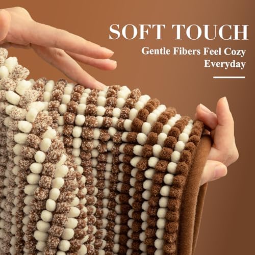 BSICPRO Bathroom Rugs, 20x32 Chenille Bath Mats, Coconut Brown - Image 3