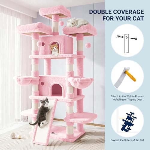 Allewie 82 Inches Large Cat Tree/House/XXL Tall Cat Towers - Image 7