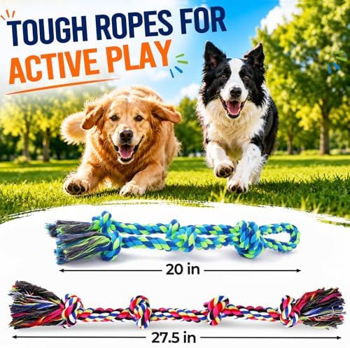 Tough Dog Rope Toys for Aggressive Chewers, Tough Tug of War Dog Toys for Large - Image 3