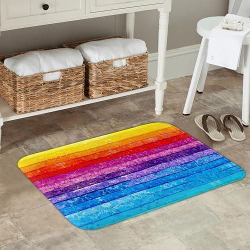 Painted Rainbow Bath Mat 24x16 Inch Non-Slip Soft Microfiber Bathroom Rugs - Image 2