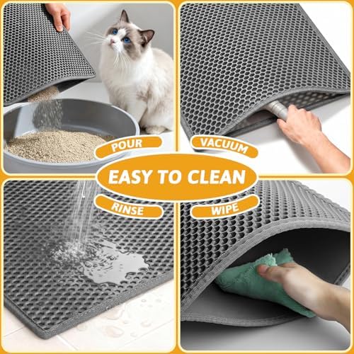 Pieviev Cat Litter Mat, Double-Layer Waterproof Litter Trap - Image 6