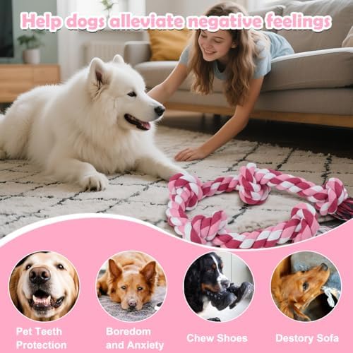 SZEE Dog Rope Toy for Large Dogs, 37 Inch 5 Knots, Tug of War Rope for Large - Image 7