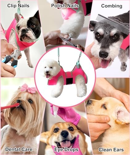 Kkiimatt Dog Grooming Hammock, XS Pink Hanging Harness Holder - Image 3