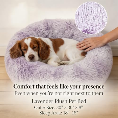 nononfish Round Calming Dog Bed, Plush Donut Pet Bed - Image 3