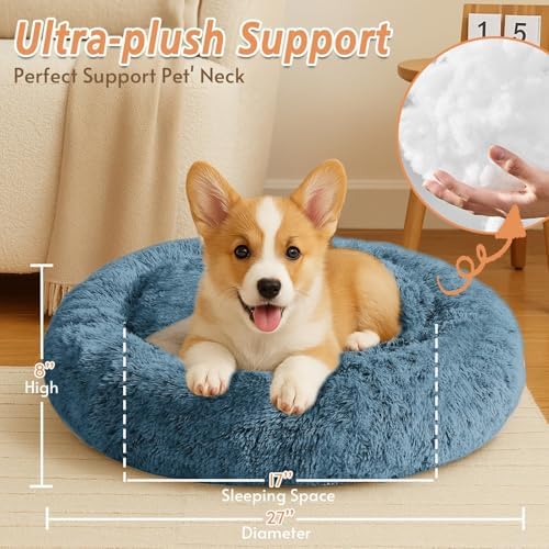 JOLLYVOGUE Calming Dog Bed Medium Size Dog, Anti-Anxiety Donut Medium Pet Bed - Image 5