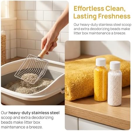 Premium Cat Litter Scoop with Stainless Steel Frame and Wooden Handle - Image 2