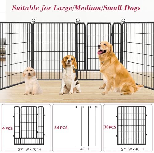 Dog Playpen 40 inch Dog Fence for Outdoor Indoor Use Heavy Duty Metal Dog Pen - Image 4