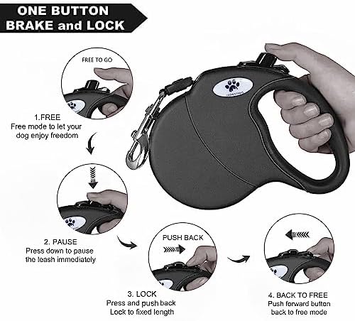 13 ft Retractable Dog Leash for Large Dogs up to 26 lbs, Tangle-Free Nylon Tape - Image 3