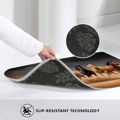 Horse Bath Mat for Bathroom Horse Herd Run in Desert Sand Storm Bath Rugs Door - Image 5