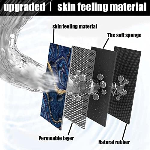 Bath Mat Rug, Dark Blue Gold Marble Non Slip Quick Dry Super Absorbent Thin - Image 2