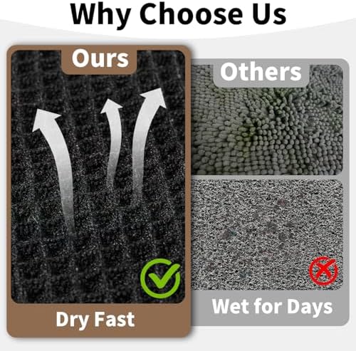 Black Bathroom Rug, Waffle Bath Mat Non Slip Washable - Image 4