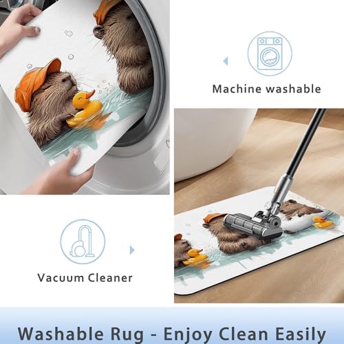 Cute Capybaras Swim Bath Mat 29.5"x17", Slim Low-Profile Fast Drying Super - Image 5