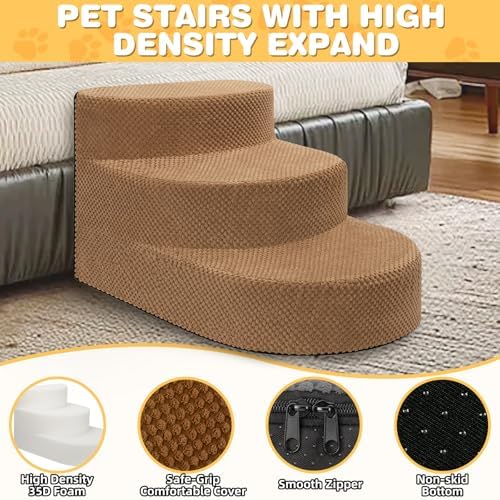 Dog Stairs 3 Steps Foam Pet Ramp - Image 3