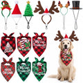 12 Pcs Christmas Dog Costume Accessories, Santa Hat Reindeer Headband Scarf by Huhumy
