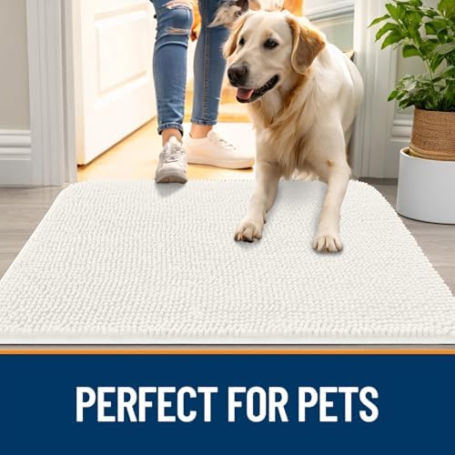 OLANLY Dog Door Mat for Muddy Paws 59x35, Super Absorbent Chenille Mud Mat - Image 6