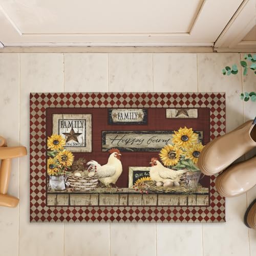 Giwawa Vintage Rooster Bath Rug Farmhouse Chicken Shower Mat Absorbent Bath - Image 7