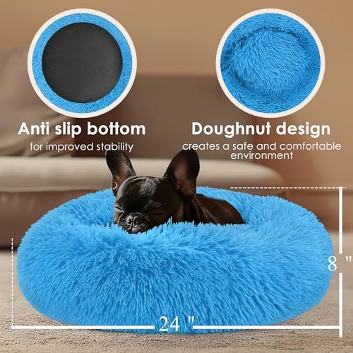 Dogs Bed for Small Dogs, Anti-Anxiety Washable Round Bed - Image 3
