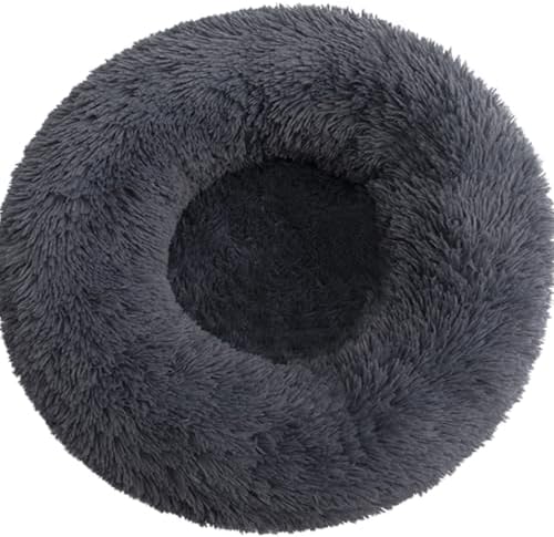 Cat Beds for Indoor Cats, Round Donut Small Dog Bed, Dark Gray by Fhodigogo