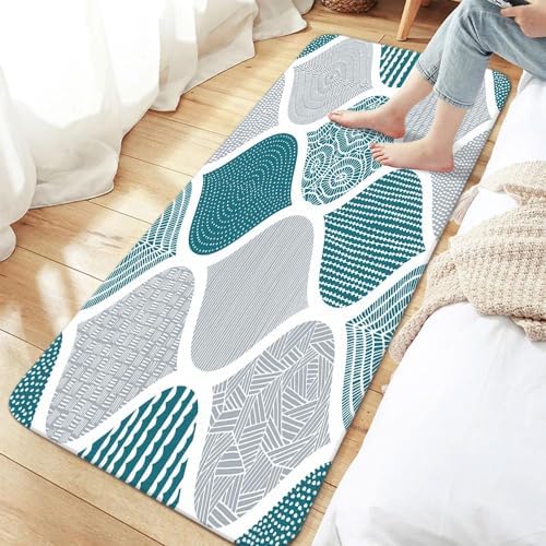 JAWO Teal and Grey Paisley Bath Mat - Image 3
