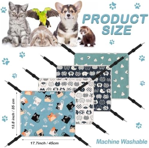 4 Pcs Cat Hammock for Cage Reversible Hanging Pet Bed - Image 2