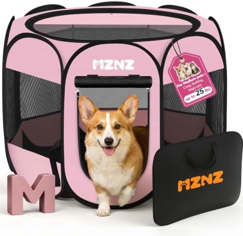 Dog Cat Small Animal Puppy Playpen Crate, Whole Pink by MZNZ
