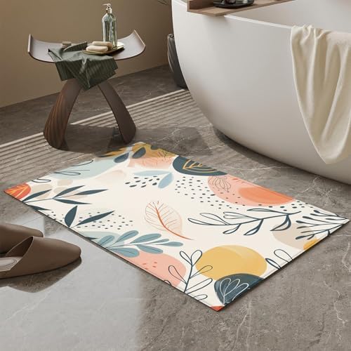 Boho Tropical Leaves Bath Mat for Bathroom, Washable Door Mat Absorbent Bath - Image 5