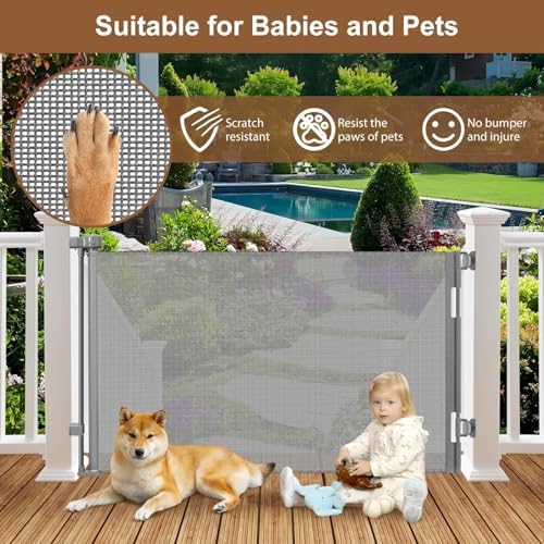 100" Wide Weatherproof Outdoor Retractable Dog Gate, Baby Gates Extra Wide - Image 5