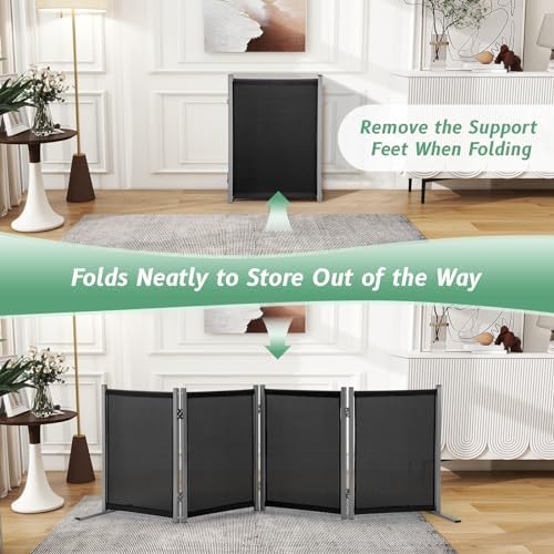 RANTILA 4 Panel Indoor Foldable Dog Fence Freestanding Dog Gate - Image 6