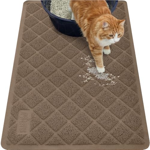 GORILLA GRIP Cat Litter Box Mat, Coiled Mesh Trapping Mats, 35x23 Brown by GorillaGrip