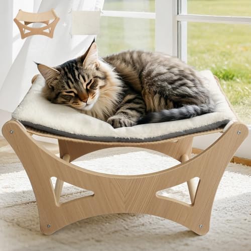 Cat Hammock Bed, Wooden Elevated Cat Beds by GreenPetopia