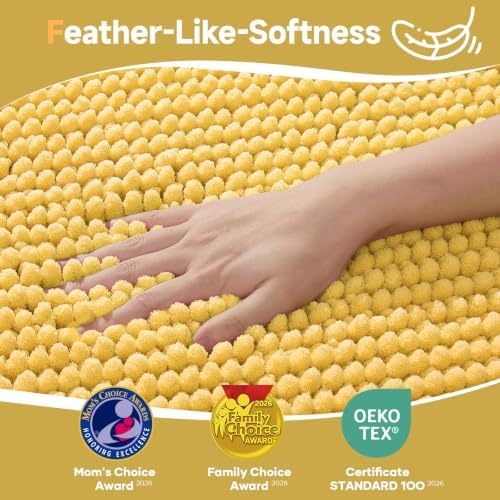 Ophanie Yellow Bathroom Rugs 44x24, Soft Chenille Bath Mat, Non Slip Absorbent - Image 3