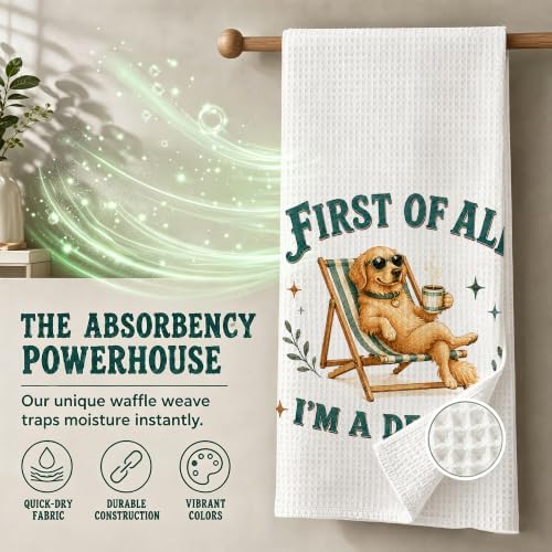 Golden Retriever Kitchen Towel, Cute Dog Hand Towel, Funny Dog Lover Gift - Image 3