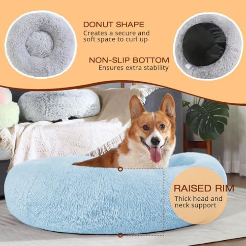 JOLLYVOGUE Dog Beds Large Sized Dog, 36 inches Calming Soft Anti-Anxiety Donut - Image 5