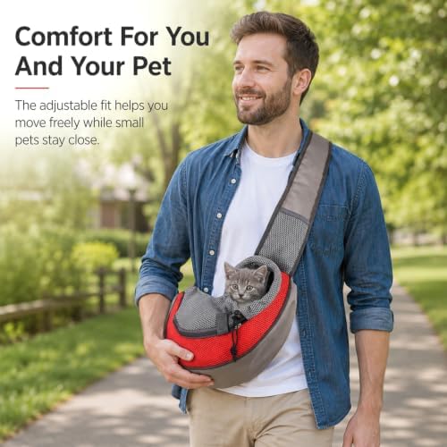 Pet Sling Carrier for Small Dogs Cats Under 5 Lbs, Hands-Free Travel Bag - Image 5