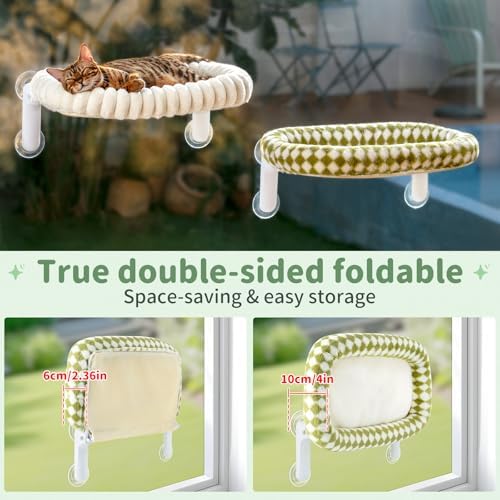 Sunhoo Foldable Cat Window Perch, Large Suction Cup Kitty Hammock - Image 3