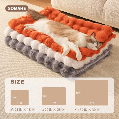 SOMAHE Soft Faux Fur Cat Blanket, Small 22x18 Vibrant Orange - Image 3