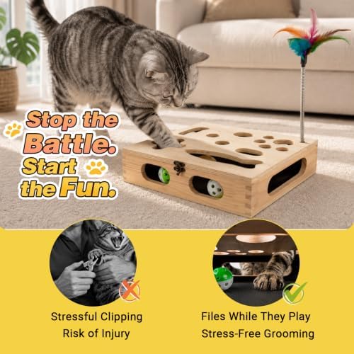 Cat Scratch Puzzle Enrichment Box, Interactive Cat Toy - Image 3