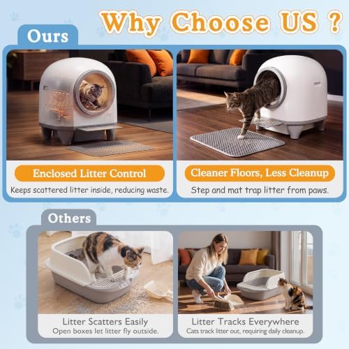 Greesum Enclosed Self-Cleaning Cat Litter Box, 90L XL, App Control - Image 5