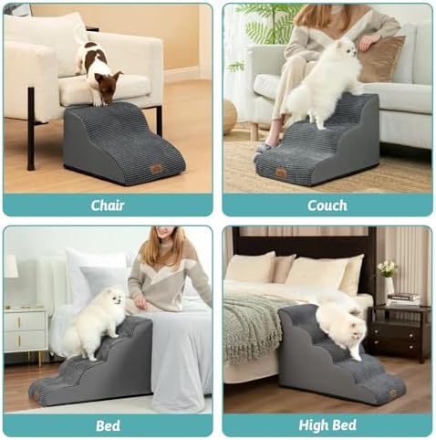 COZY KISS Dog Stairs for Small Dog 19.7" H, 4 Step Pet Ramp for Bed - Image 6