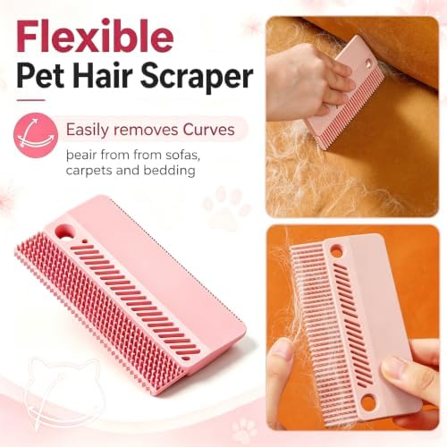 Self-Cleaning Cat Brush & Pet Hair Remover Set, Reusable Lint Remover - Image 4