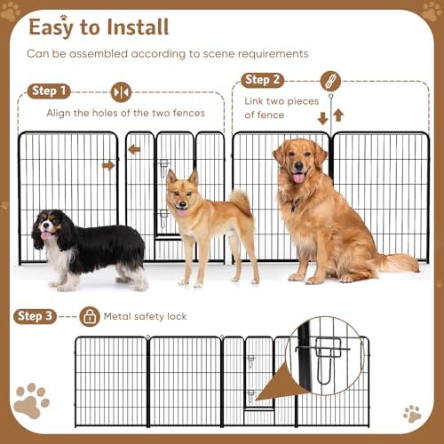 DUMOS Dog Playpen 32 Inch 8 Panels Indoor Outdoor Metal Pet Fence - Image 5