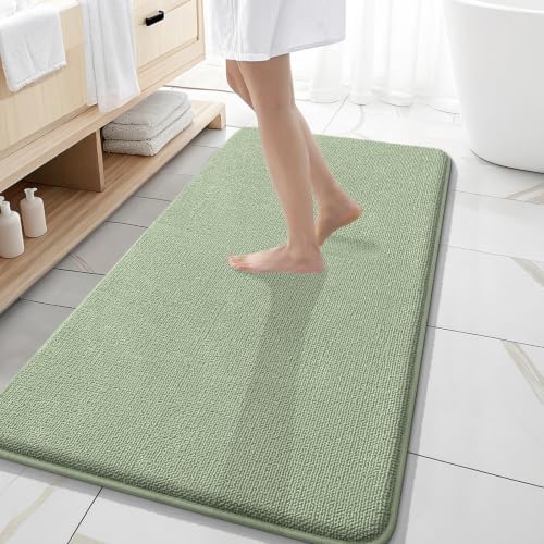 OLANLY Memory Foam Bathroom Runner Rugs 47x20, Long Bath Mats, Sage Green by OLANLY