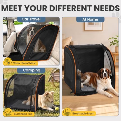 Dog Car Seat, Enclosed Carrier for Pets Travel Safety Dog Crate Soft-Sided - Image 7