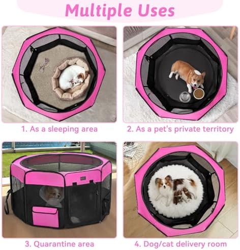 PETSFIT Portable Dog Playpen 29", Removable Waterproof Mat, Zippered Roof - Image 5