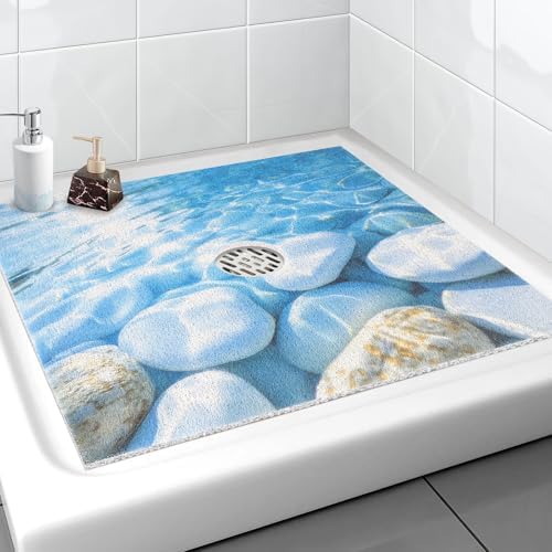 Square Shower Mat, Yonala 32 x 32 Inch Stylish Non Slip Shower Mats by Yonala