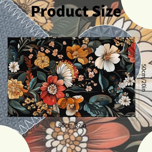 Giwawa Vintage Floral Bath Rug Boho Flower Bathroom Mat Soft Quick Dry Non Slip - Image 6