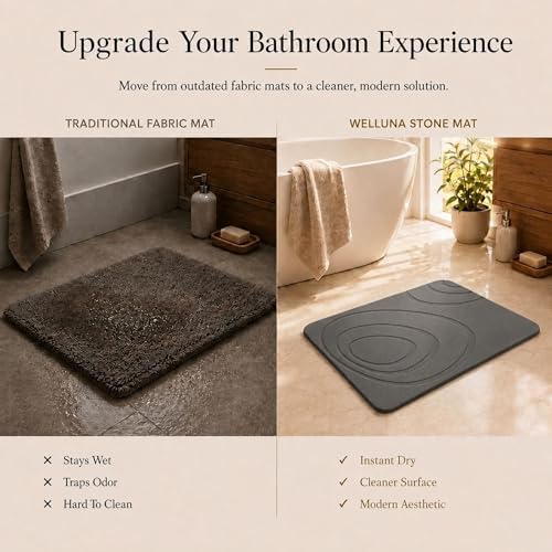 Stone Bath Mat for Bathroom, Diatomaceous Earth Shower, Dark Gray - Image 4