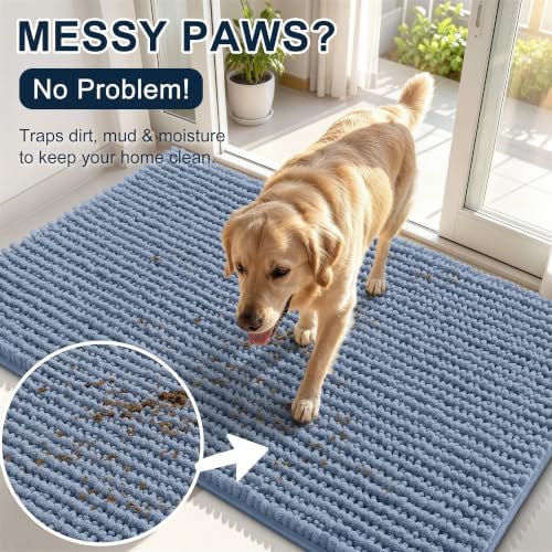 Smiry Dog Door Mat for Muddy Paws 48x30, Ultra Absorbent Chenille Doormat - Image 5