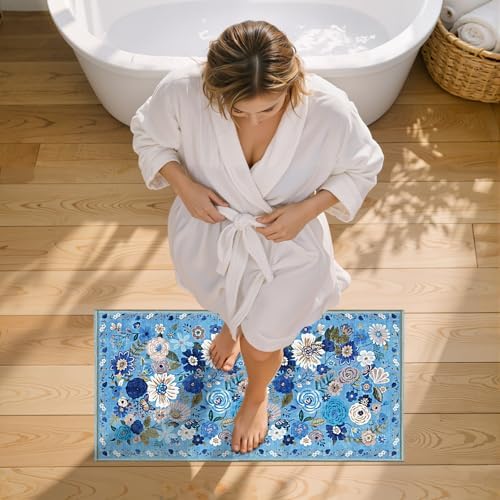 Blue Garden Floral Hallway Runner Rug 2x4 - Image 5